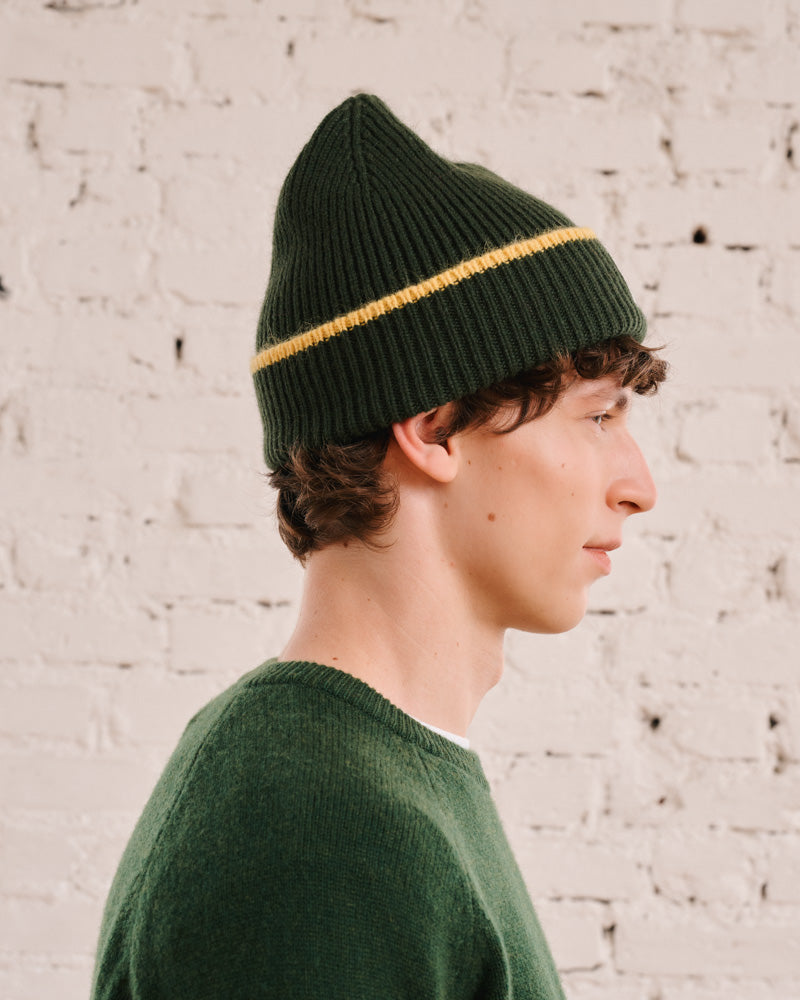 Merci - Two-tone Lucky Beanie - Khaki & Yellow