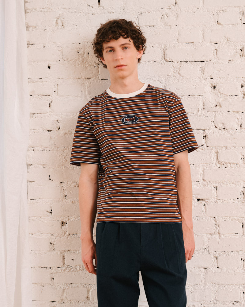 Merci - T-Shirt Rob Rayures - Marron & Marine