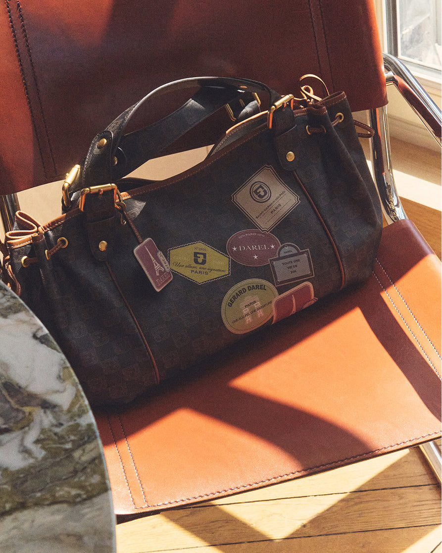 Merci x Gerard Darel - Handbag in Coated Canvas and Leather Signed with 24H Printed Patches - Multicolour