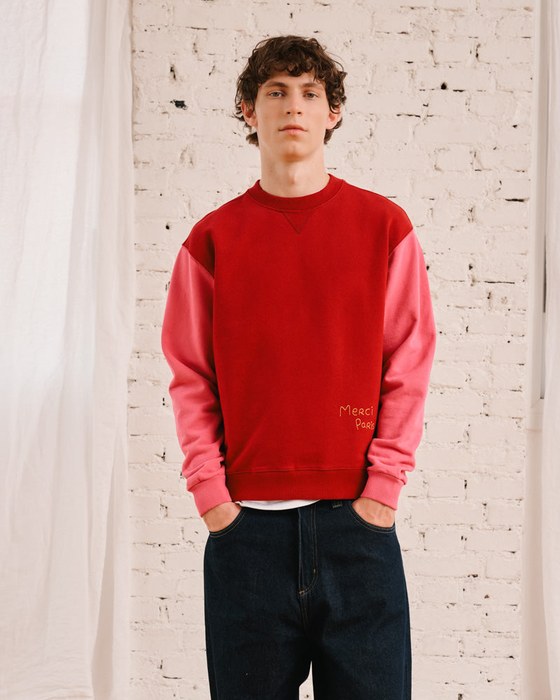 Merci - Dorian Two-tone Sweatshirt - Red & Pink