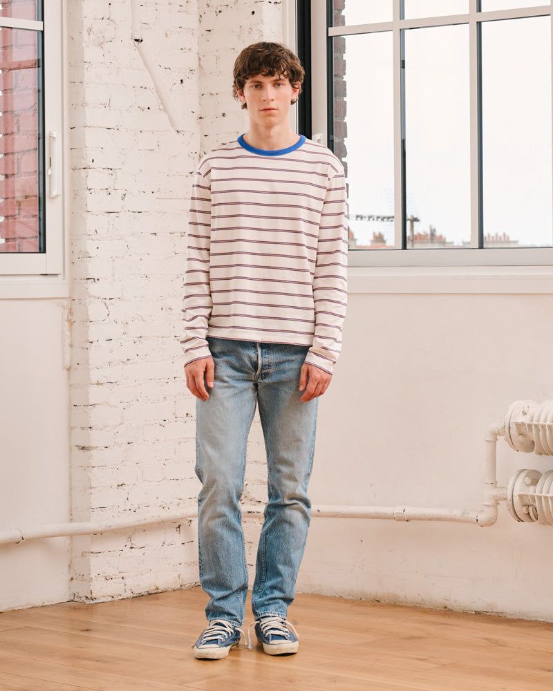 Merci - Julian T-Shirt - Ecru & Blue