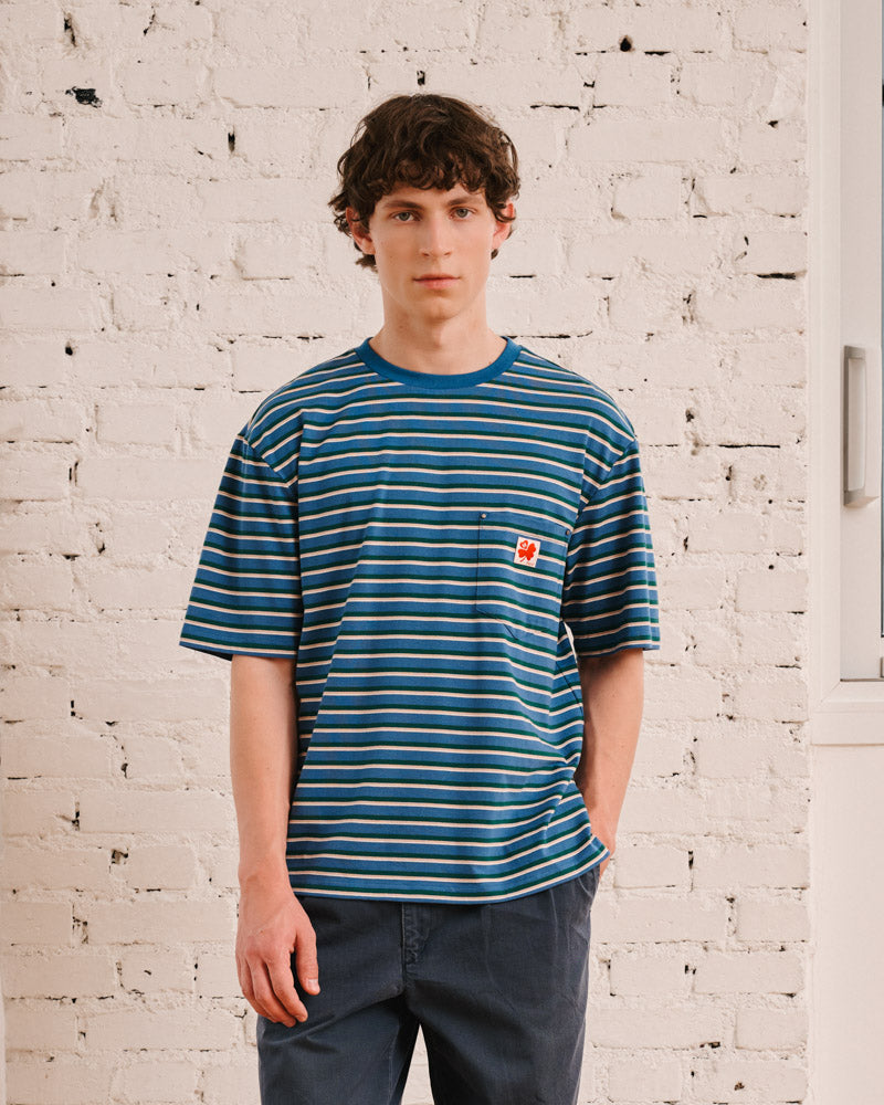 Merci - Vadim Striped T-Shirt - Indigo & Green
