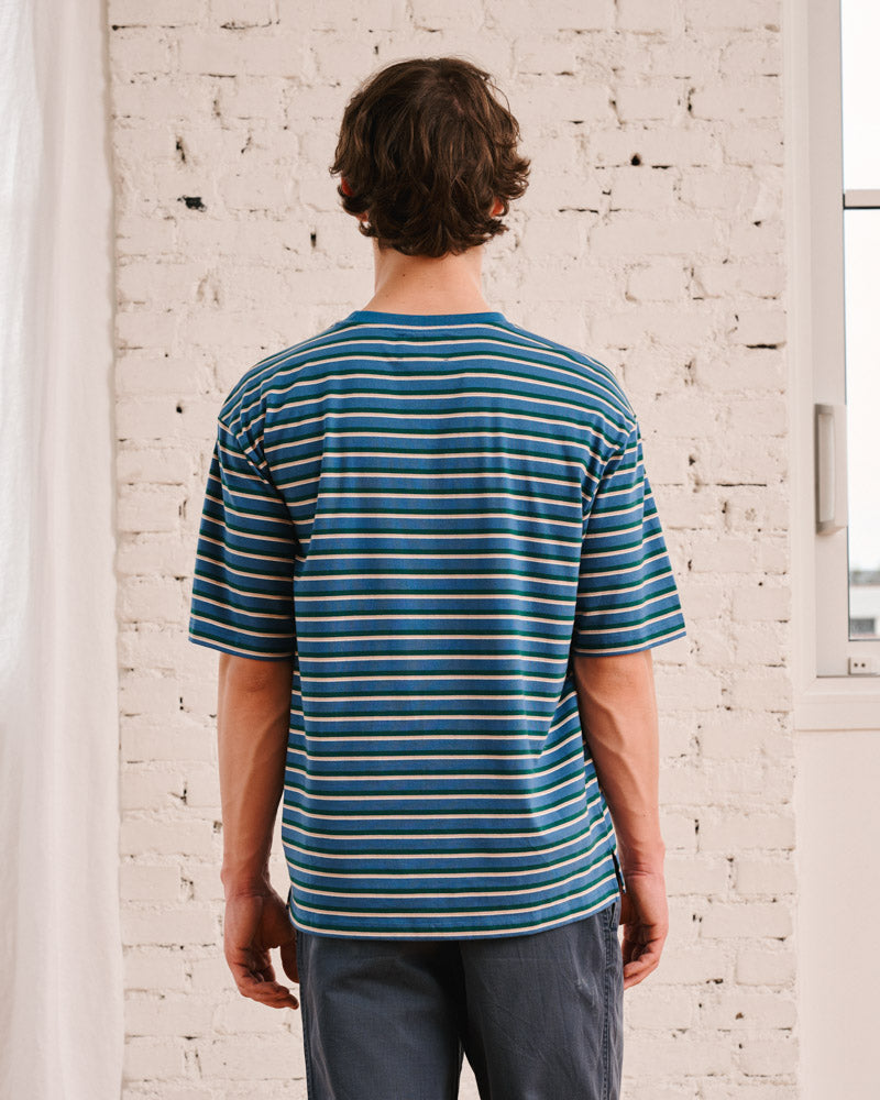 Merci - T-Shirt Vadim Rayé - Indigo & Vert