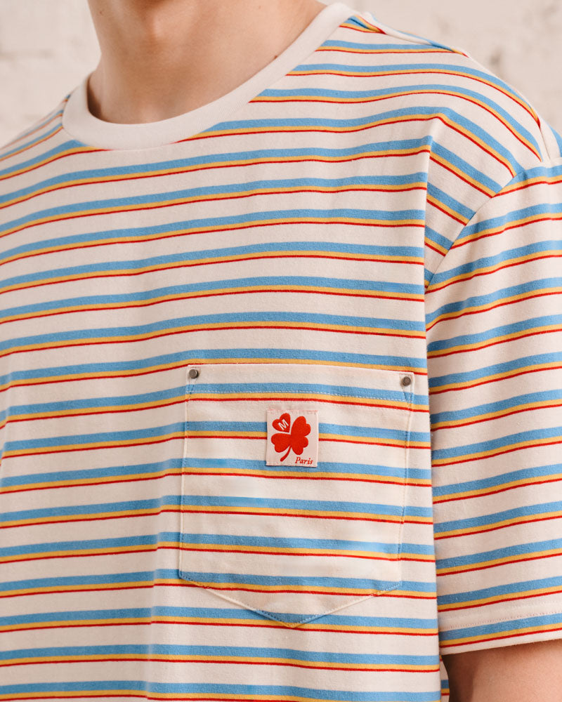 Merci - T-Shirt Vadim Rayé - Blanc & Bleu