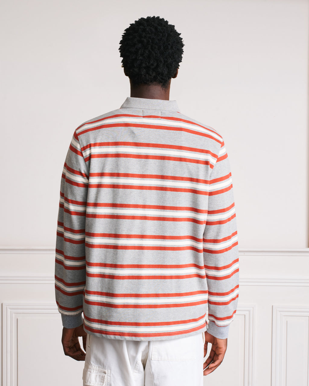 Merci - Bastian Polo Shirt - Gray Red & Ecru