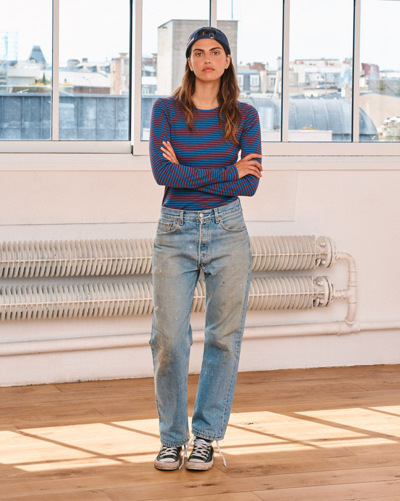 Merci - Carla T-shirt - Bordeaux & Blue