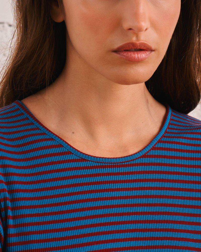 Merci - Carla T-shirt - Bordeaux & Blue
