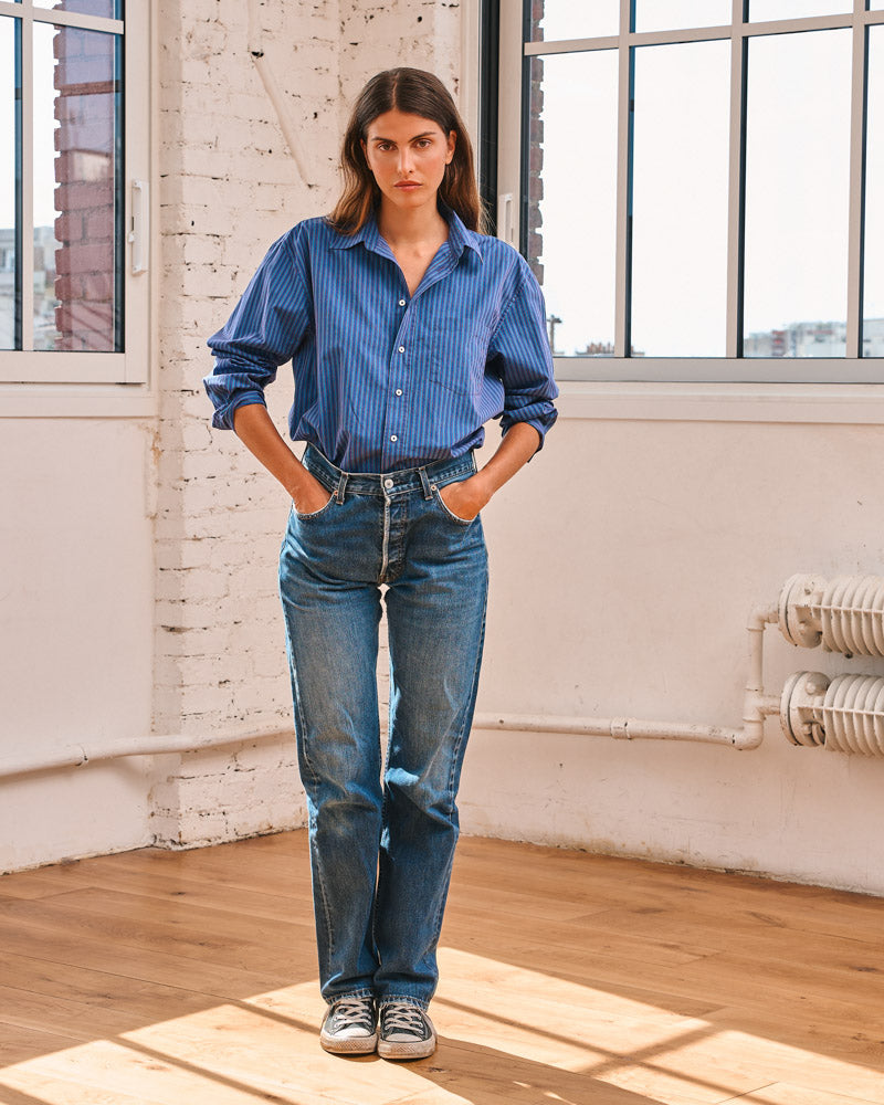 Merci - Constance Striped Shirt - Blue & Red