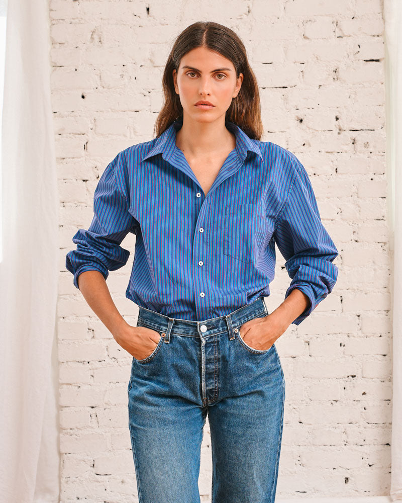 Merci - Constance Striped Shirt - Blue & Red