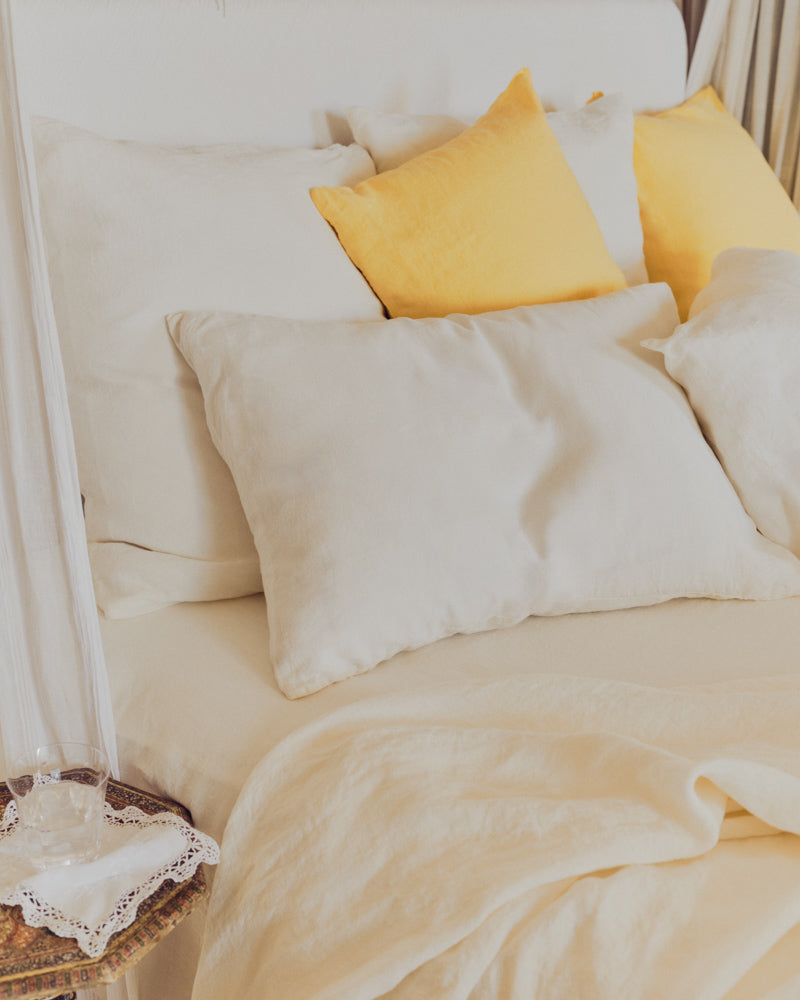 Merci - Washed linen pillowcase - Seashell White