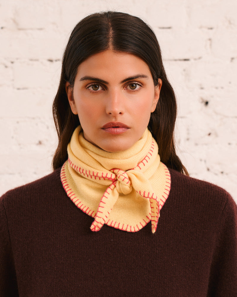 Merci - Martine Bicolored Cashmere Bandana - Yellow & Pink