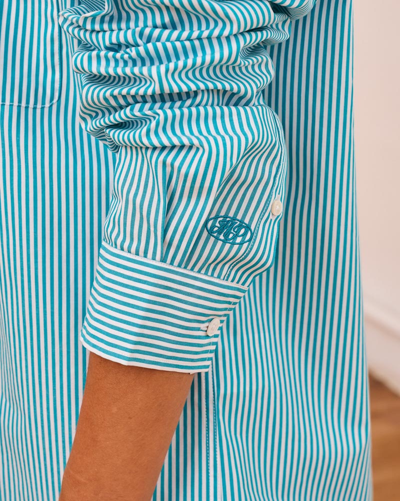 Merci - Chemise Sacha Rayé - Turquoise