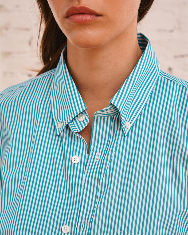 Merci - Chemise Sacha Rayé - Turquoise