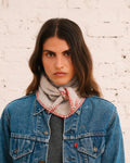 Merci - Martine Bicolored Cashmere Bandana - Gray & Red