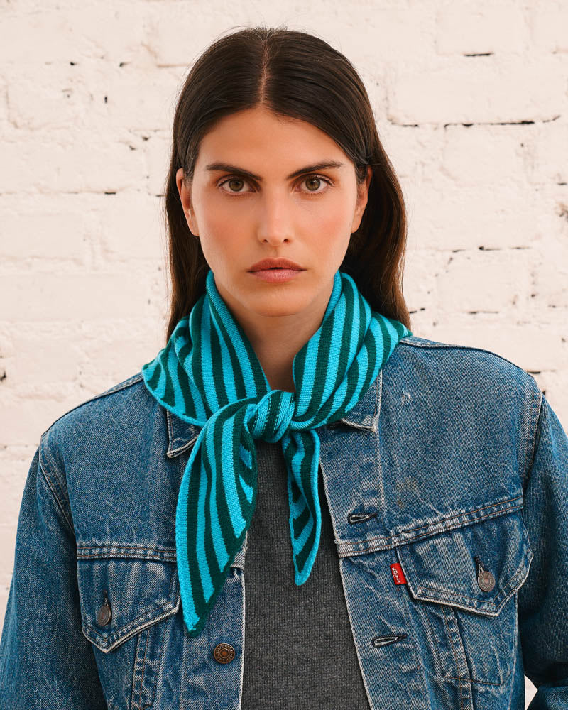 Merci - Bandana Martine Rayures - Bleu & Vert