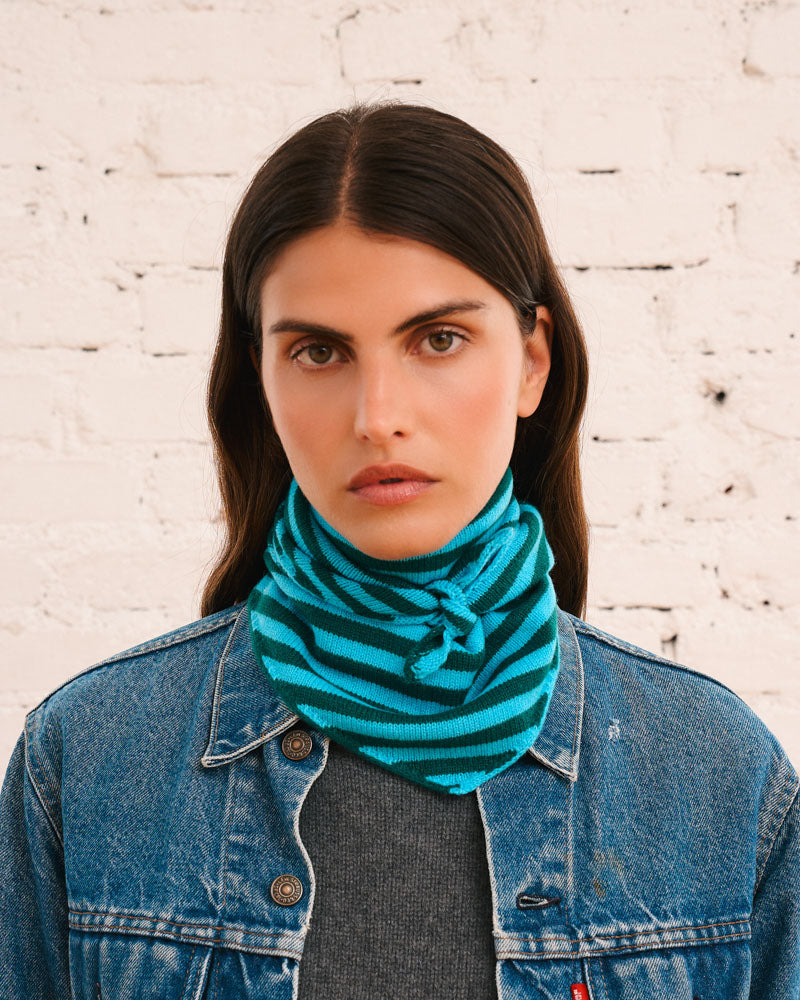 Merci - Bandana Martine Rayures - Bleu & Vert