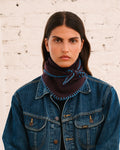 Merci - Martine Bicolored Cashmere Bandana - Eggplant & Blue