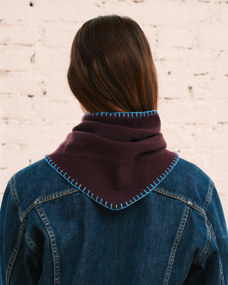 Merci - Martine Bicolored Cashmere Bandana - Eggplant & Blue