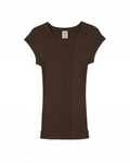 T-shirt Merci Paris Pure Sugar Chalain marron en coton maille Richelieu avec col rond et manches courtes