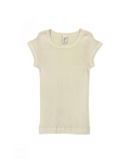 T-shirt Merci Paris Pure Sugar Chalain écru en maille Richelieu tubulaire 100% coton à col rond et manches courtes