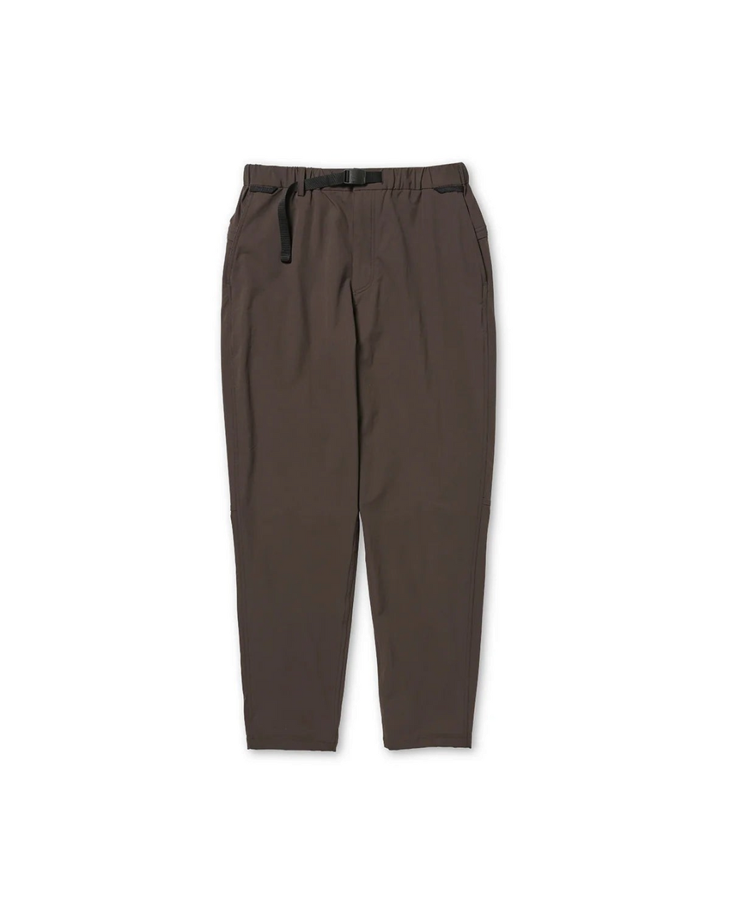 Pantalon fuselé Merci Paris Snow Peak marron foncé en nylon extensible avec ceinture intégrée et boucle ajustable