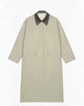 Trench long Merci Paris Masscob beige en coton et polyamide avec col contrastant en cuir d'agneau