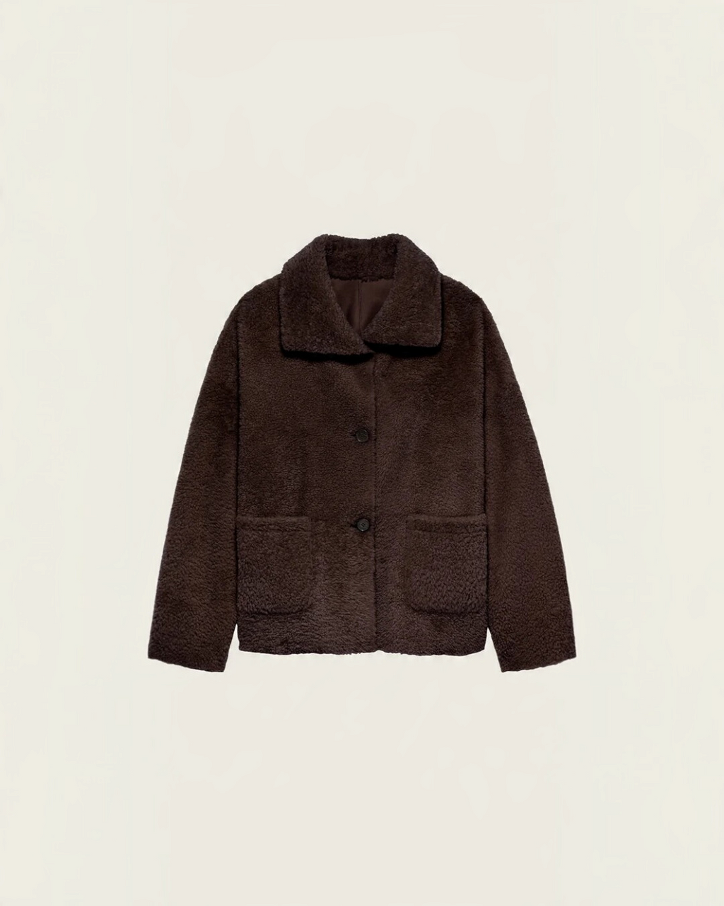 Manteau réversible Arma Isabella en shearling marron grain de café avec poches plaquées, disponible chez Merci Paris