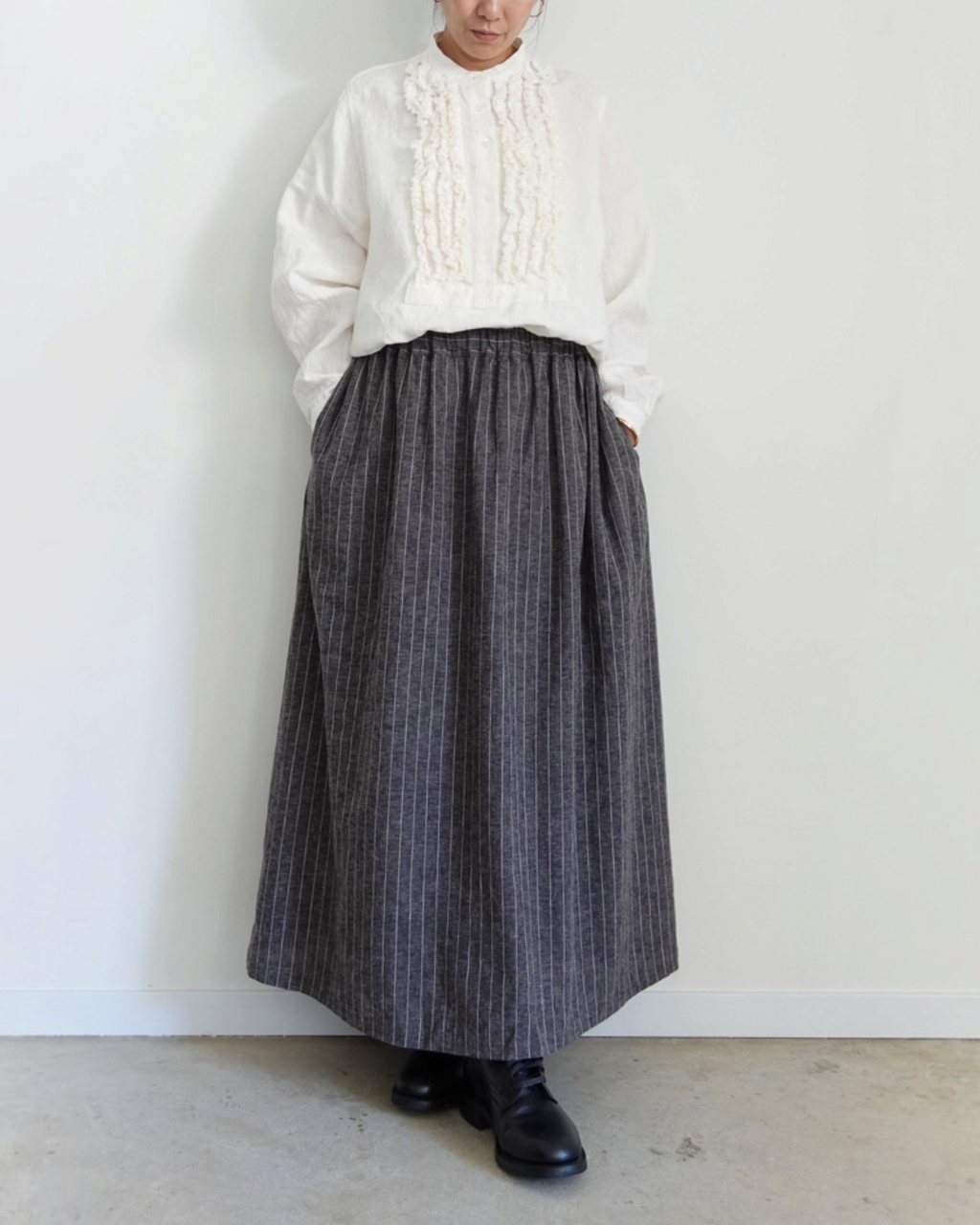 Ichi - Jupe Pinstripe - Anthracite