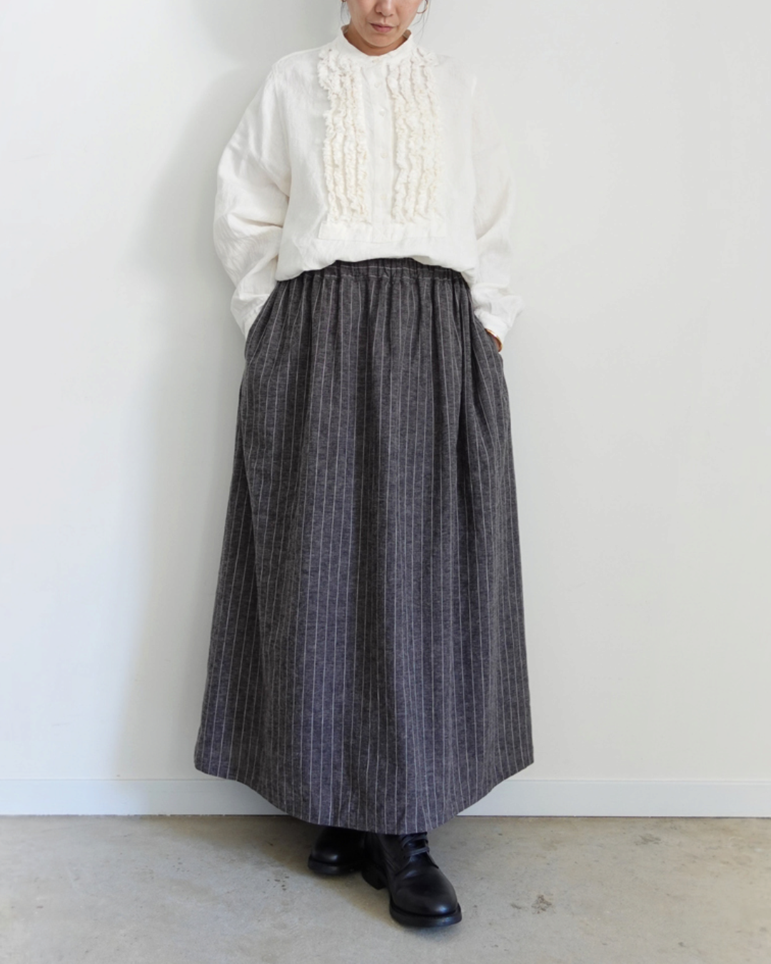 Ichi - Jupe Pinstripe - Anthracite