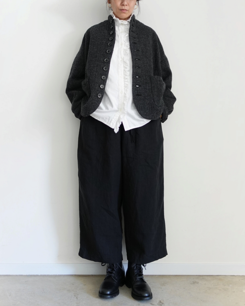 Ichi - Veste Laine Pied-de-Poule - Anthracite