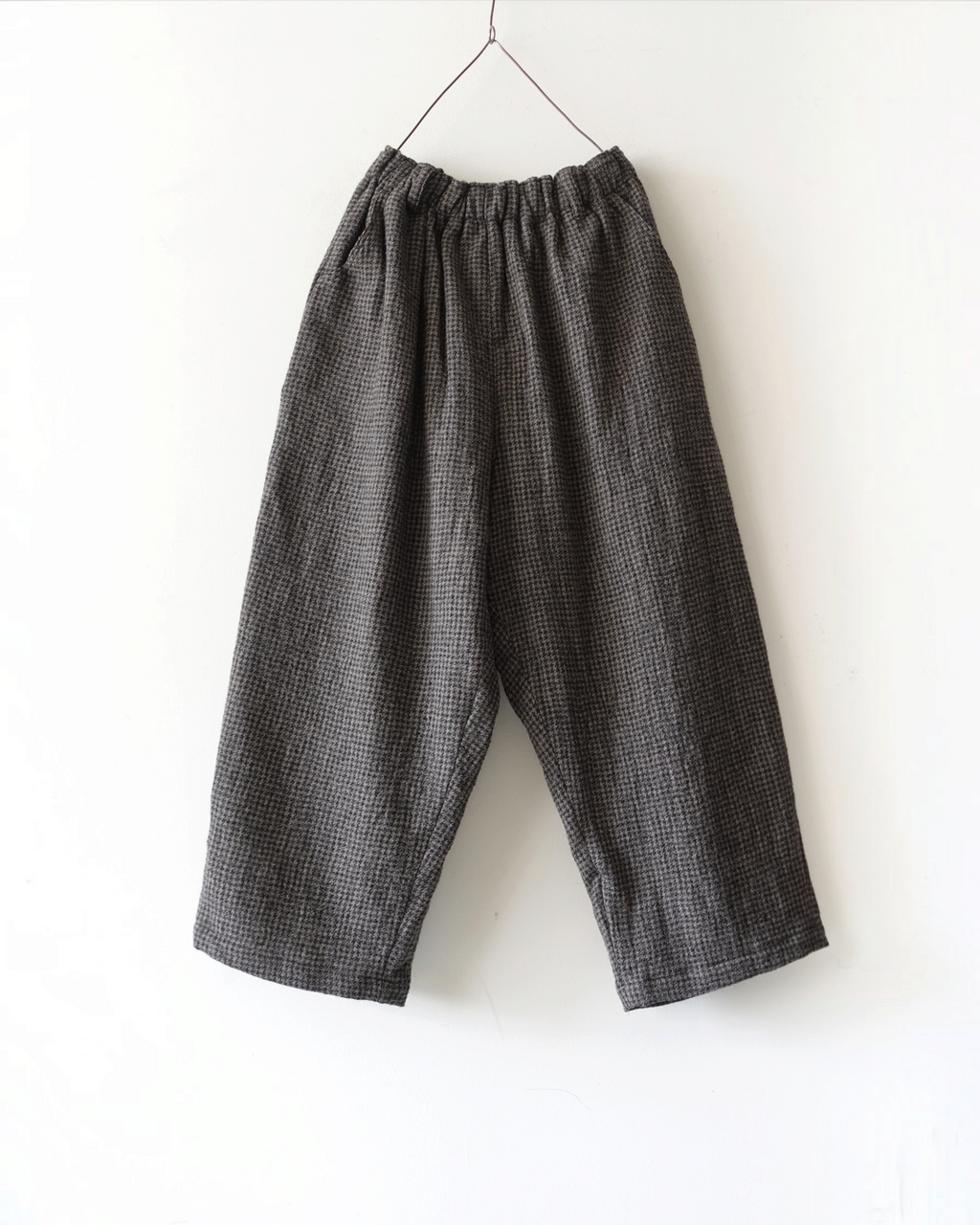 Ichi - Wool Gauze Houndstooth Trousers - Mocha