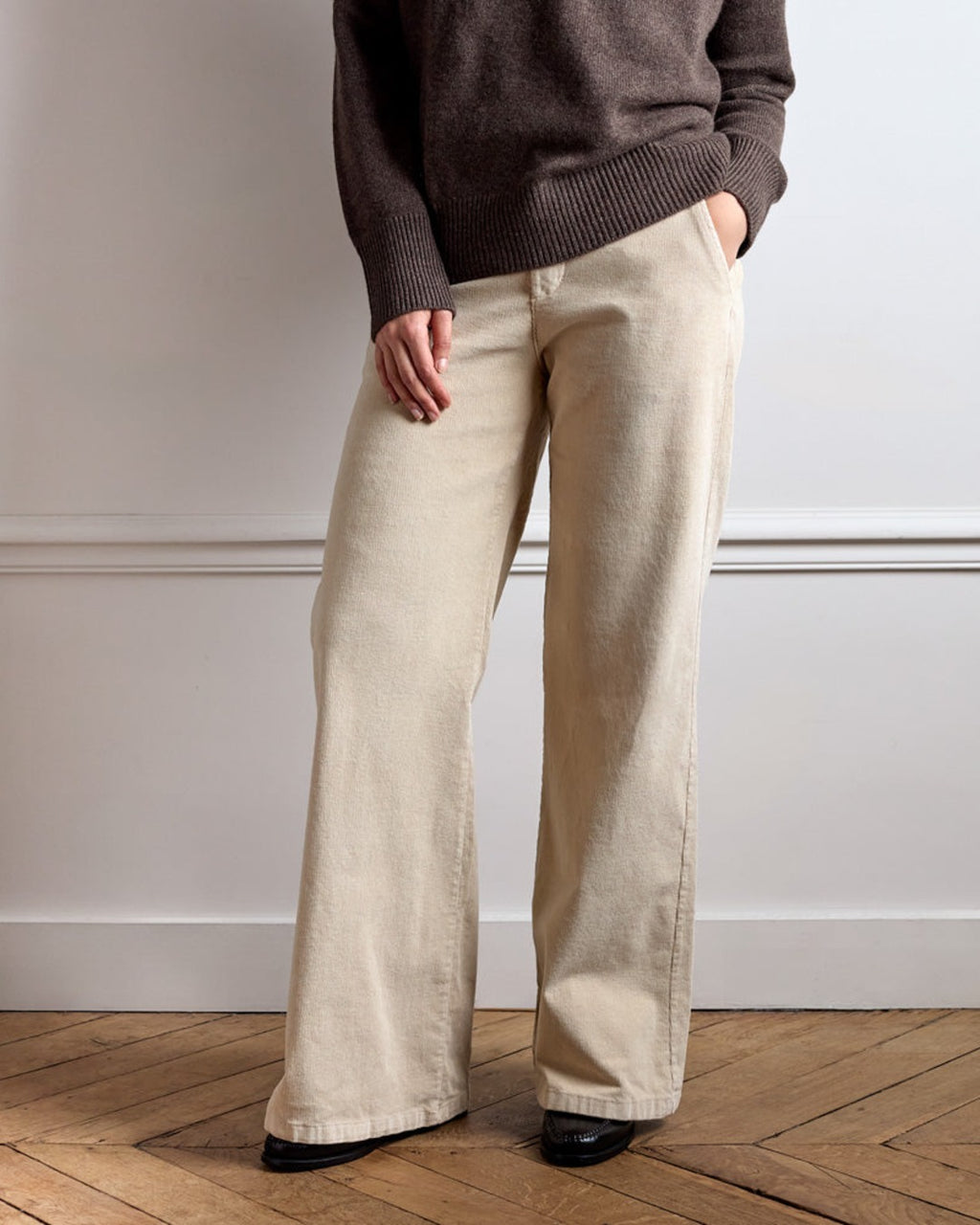 Merci - Pantalon En Velours Dalida - Crème