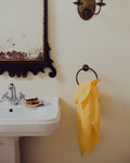Merci - Serviette De Bain En Lin Waffle - Jaune Citronnade