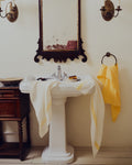 Merci - Linen bath towel - Honeycomb - Lemonade Yellow Stripe