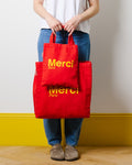 Merci - Tote Bag En Coton - Rouge & Ochre