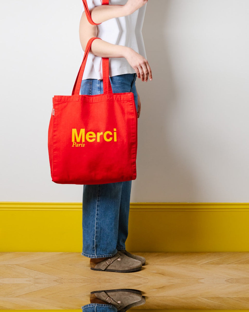 Merci - Tote Bag En Coton - Rouge & Ochre