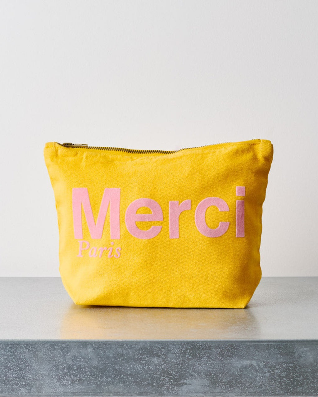Merci - Cotton pouch - Ochre & Pink