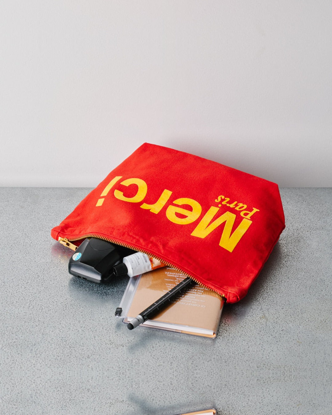 Merci - Cotton pouch - Red & Ochre