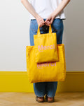 Merci - Cotton Tote Bag - Ochre & Pink