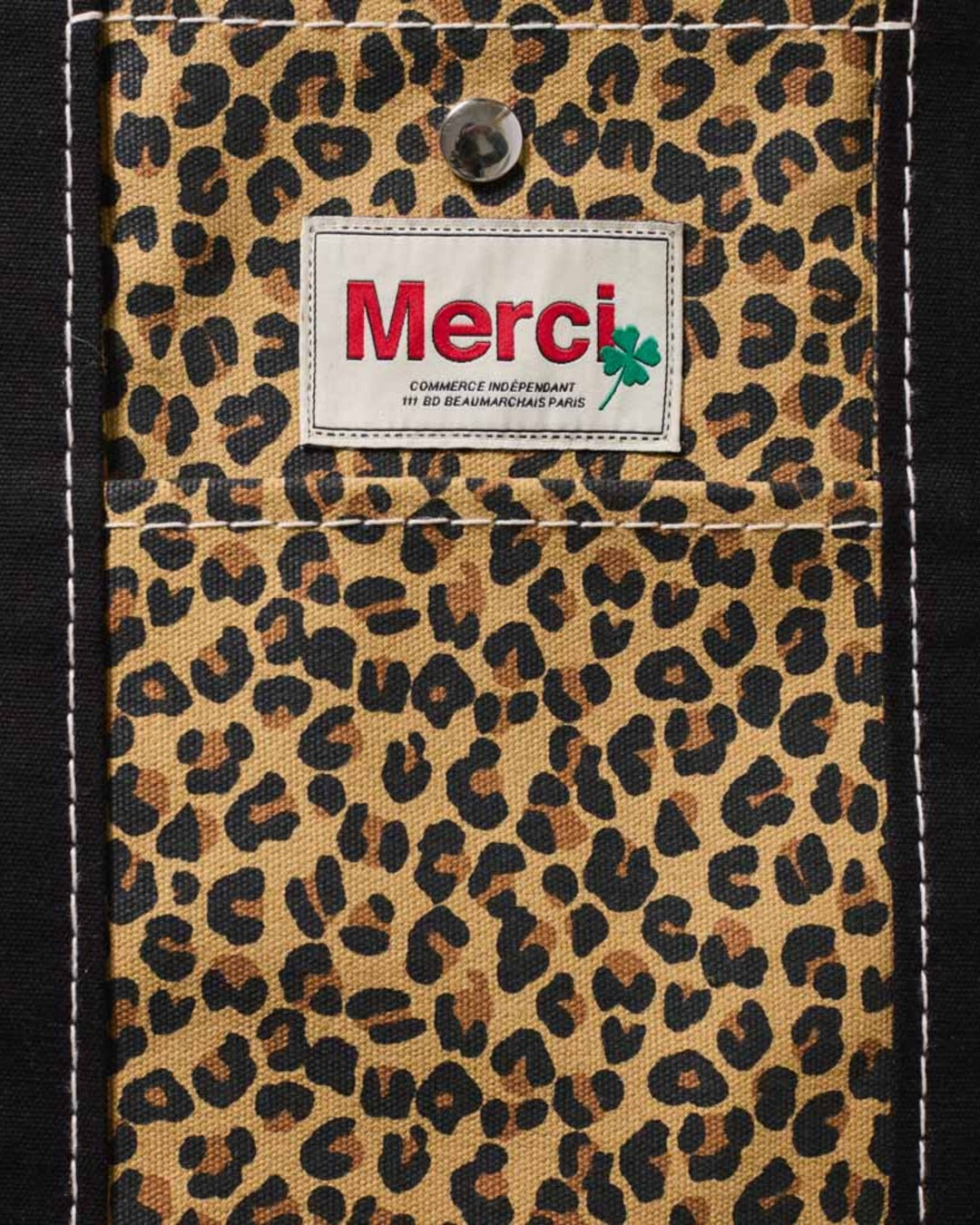 Merci - Candide shopping bag in canvas - Leopard & Black