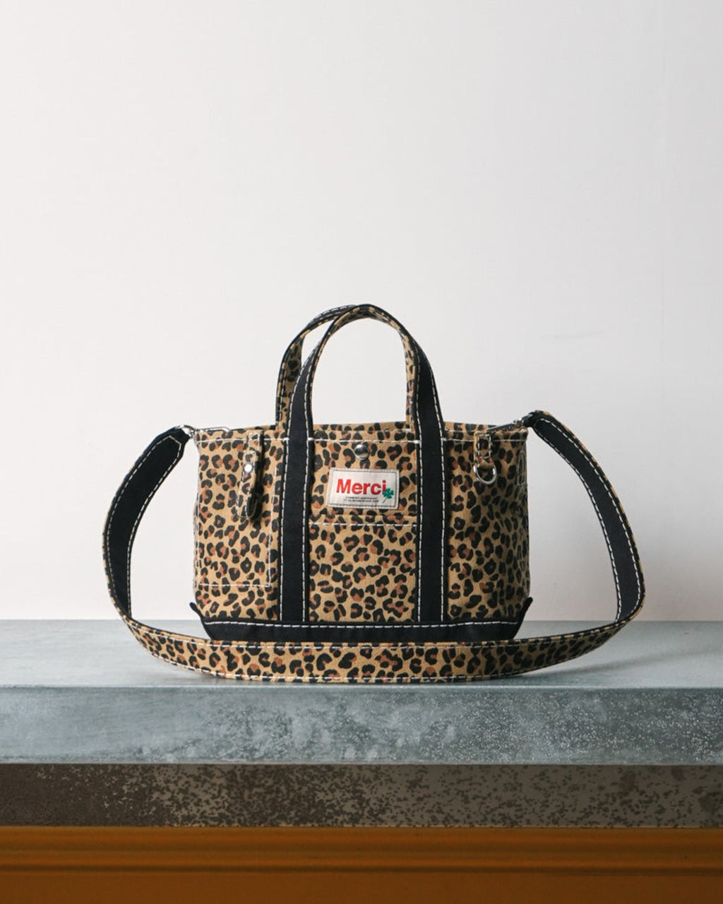 Merci - Candide shopping bag in canvas - Leopard & Black
