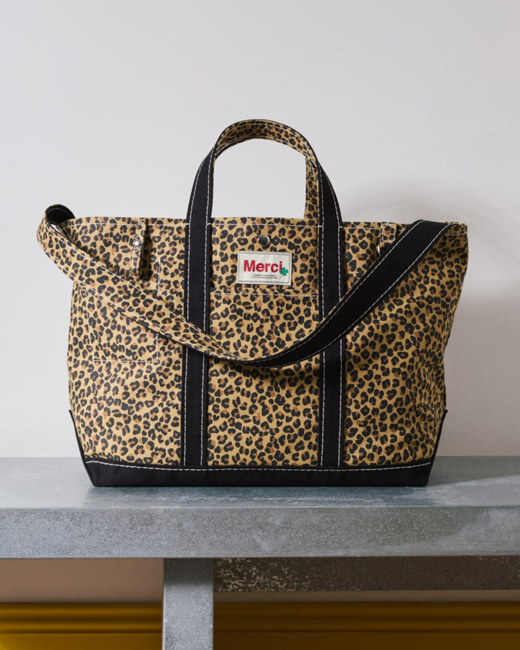 Merci - Candide shopping bag in canvas - Leopard & Black