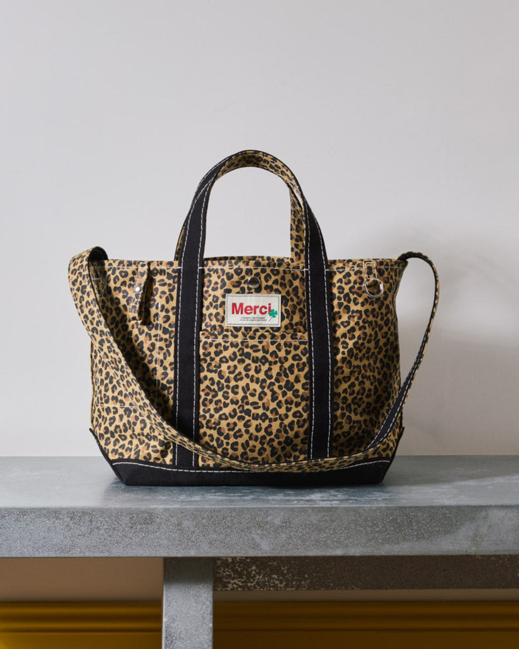 Merci - Candide shopping bag in canvas - Leopard & Black