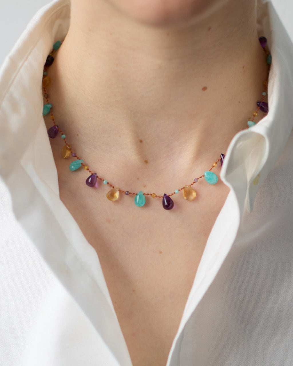 Merci x Ivarene - Collier - Citrine, Amazonite & Améthyste