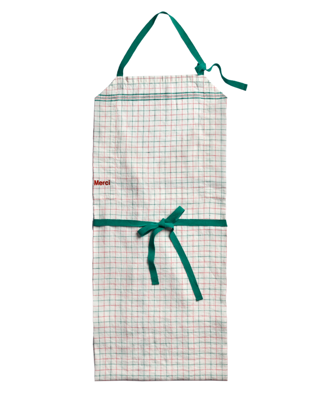 Merci - Washed linen apron Office - Pink & Green