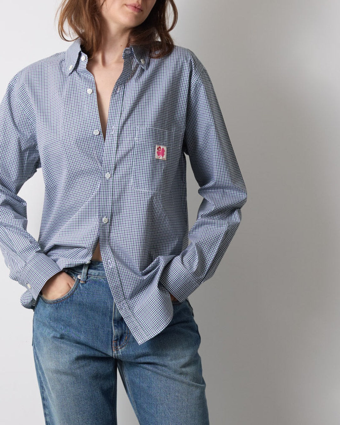 Merci - Sacha Shirt - Green & Blue Tiles