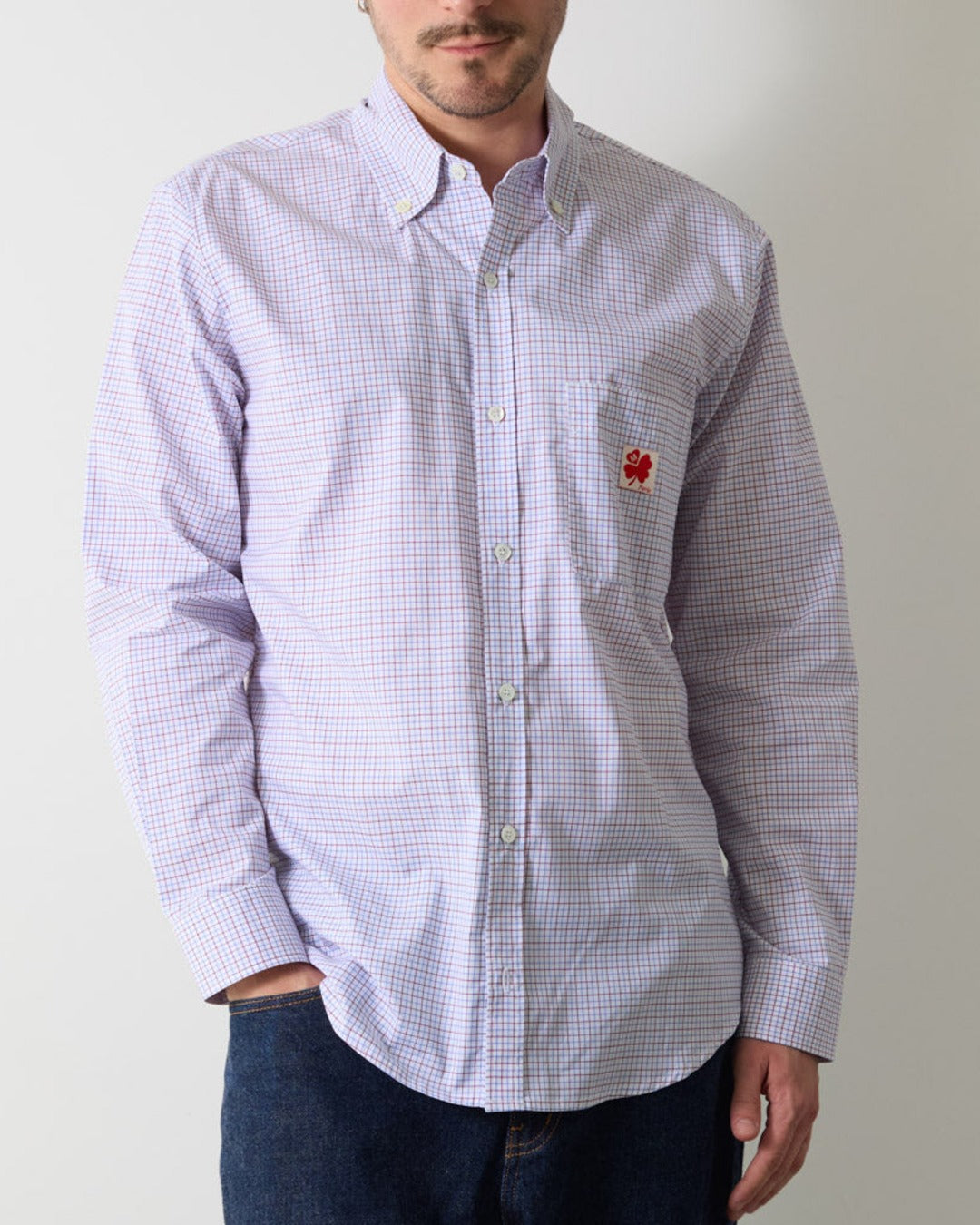 Merci - Sacha Shirt - Blue & Red Tiles