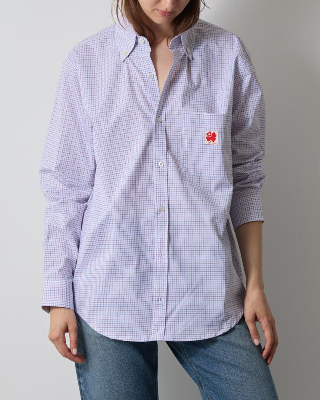 Merci - Sacha Shirt - Blue & Red Tiles