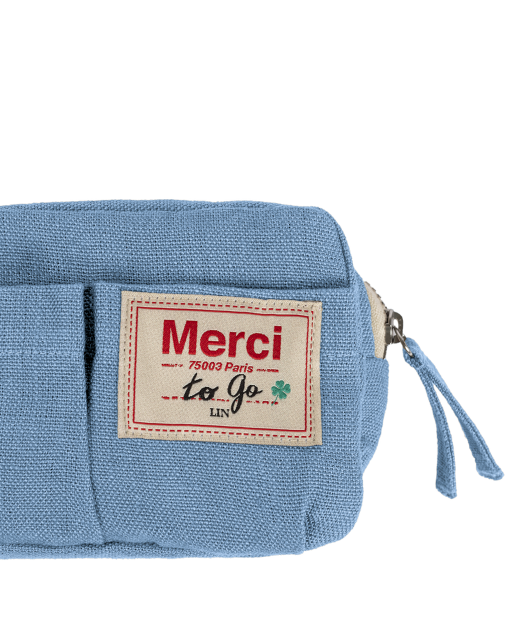 Merci - Trousse En Lin Lavé - Bleu Primaire