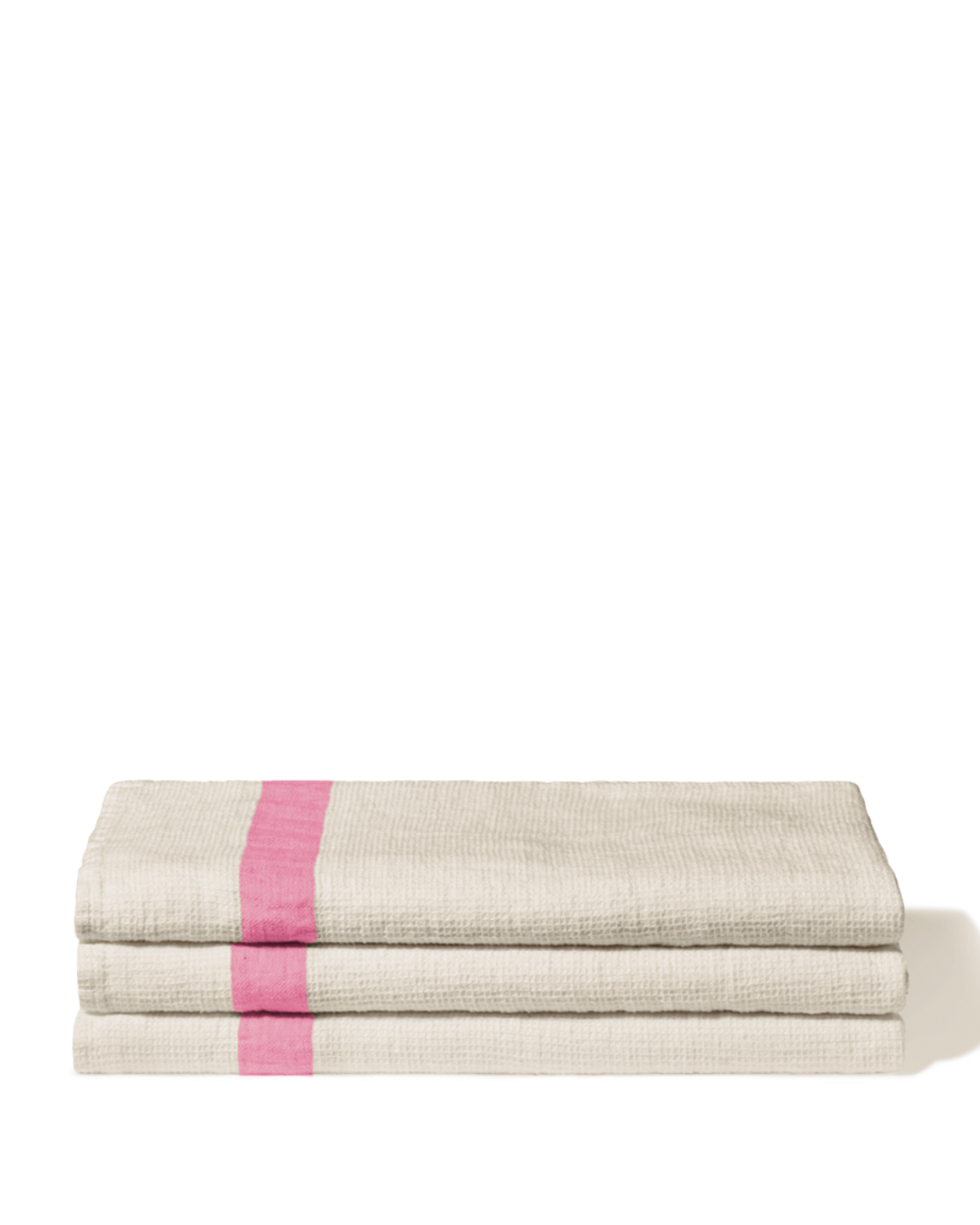 Merci - Linen bath towel - Honeycomb - Stripe Garance Pink